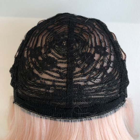 16" Straight Pastel Pink Synthetic Wig | Evelyn - Picture 5 of 6